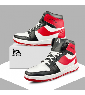 High Tops Mens Sneakers Synthetic Shoes Red Black MK